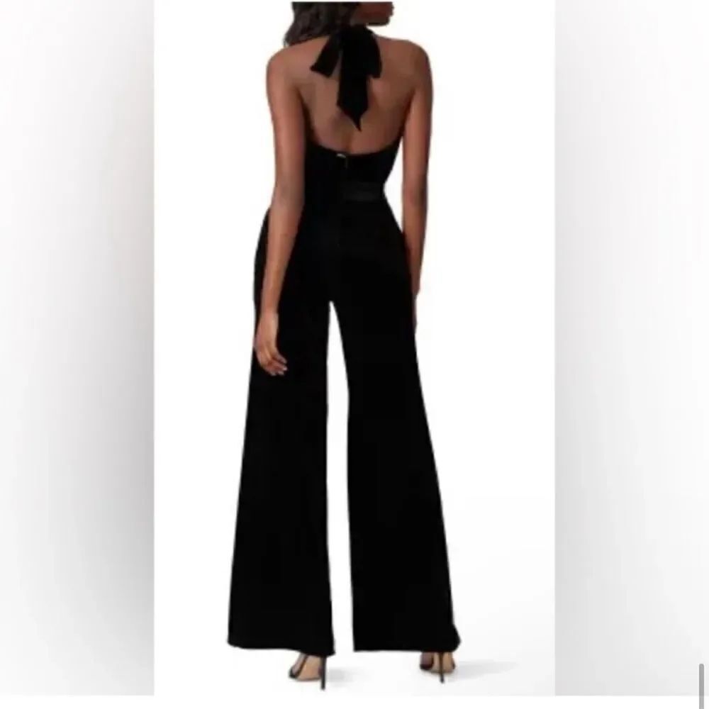 MISA LOS ANGELES Xandra Black Hammered Satin wide leg Halter jumpsuit Small NWT - Picture 7 of 12